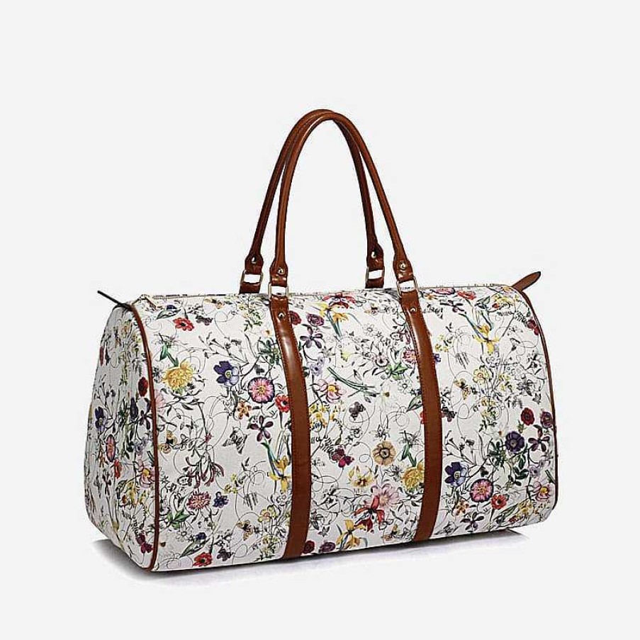 Sac Bandoulière Canvas Travel Bag With Floral Print | Travel & Weekend Bag