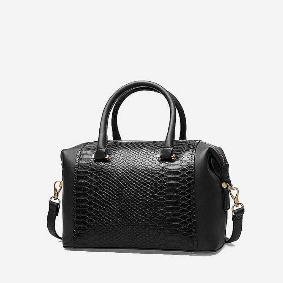 Sac Bandoulière Crocodile Leather Bi-Material Bowling Bag | Handbag