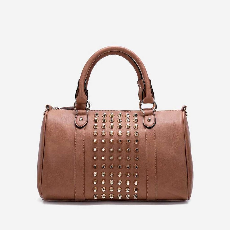 Sac Bandoulière Bowling Studded Leather Handbag | Travel & Weekend Bag