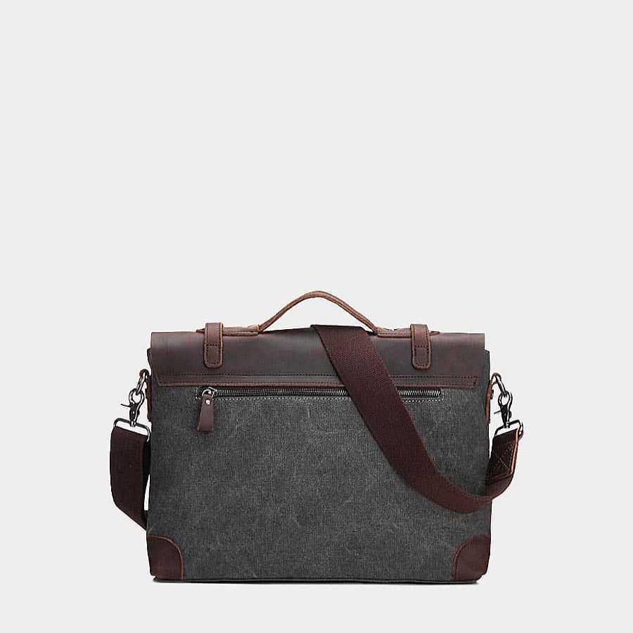 Sac Bandoulière Bi-Tone Messenger Bag In Canvas And Genuine Leather | Messenger Bag