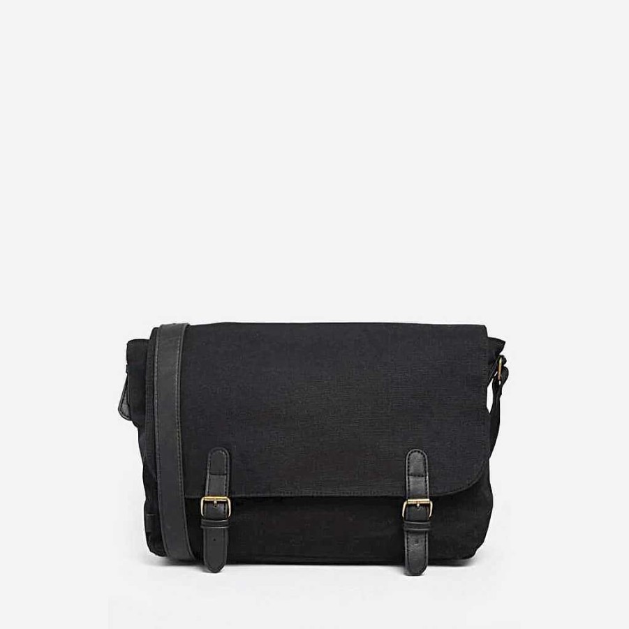 Sac Bandoulière Fabric Messenger Bag With Leather Trim | Messenger Bag