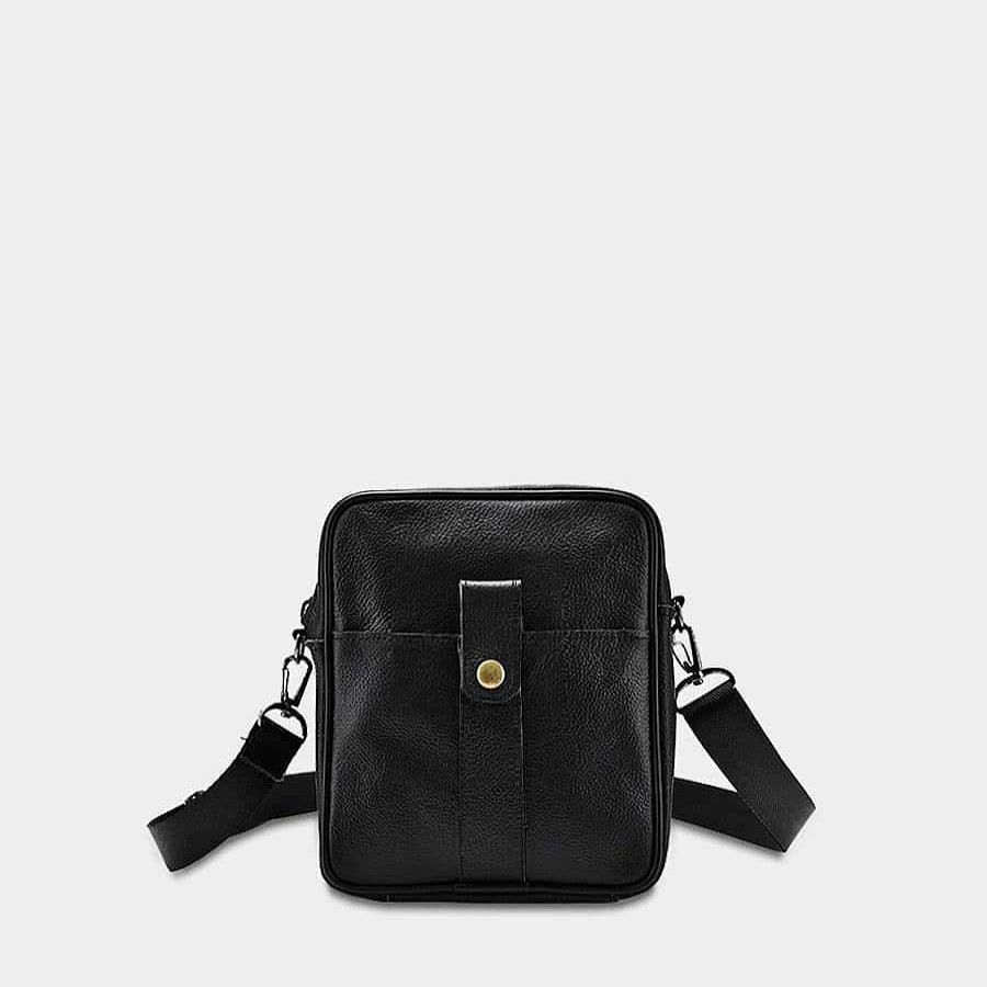 Sac Bandoulière Small Men'S Bag In Black Genuine Leather | Small Bag And Pouch