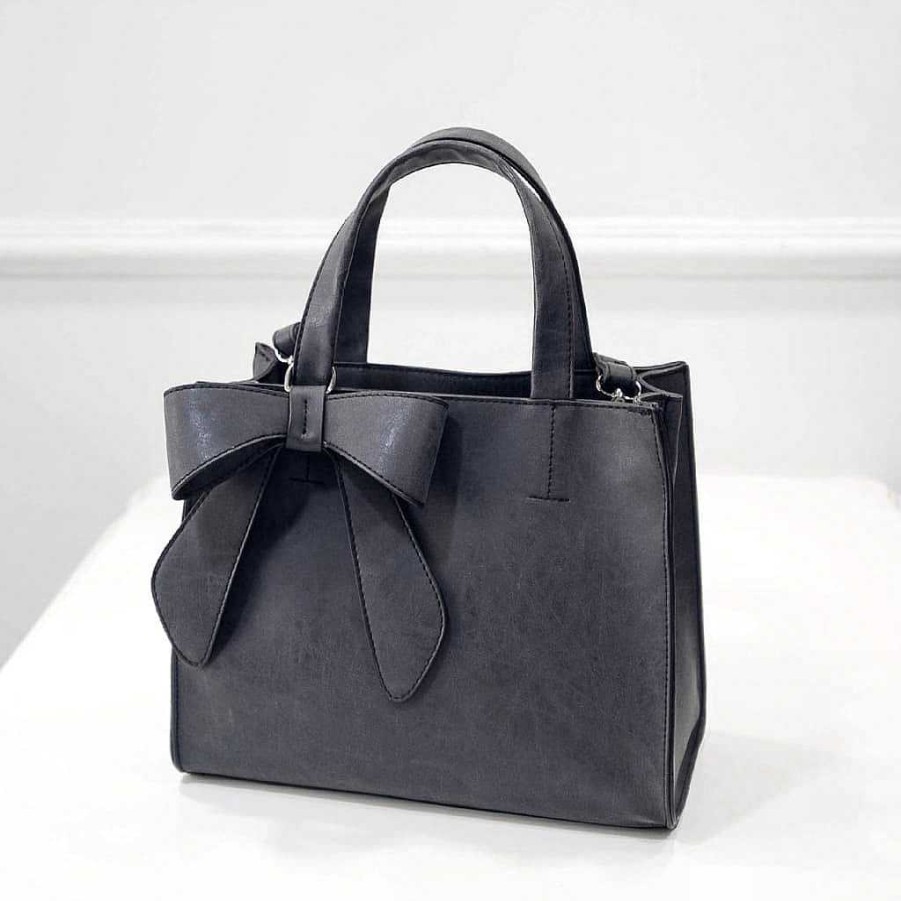 Sac Bandoulière Suede Leather Shoulder Handbag With Bow Tie | Handbag