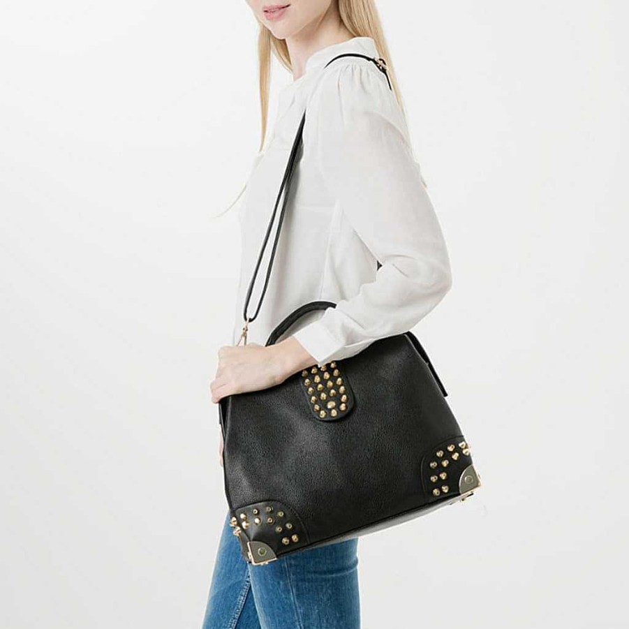 Sac Bandoulière Studded Leather Handbag With Gilding | Tote Bag And Tote