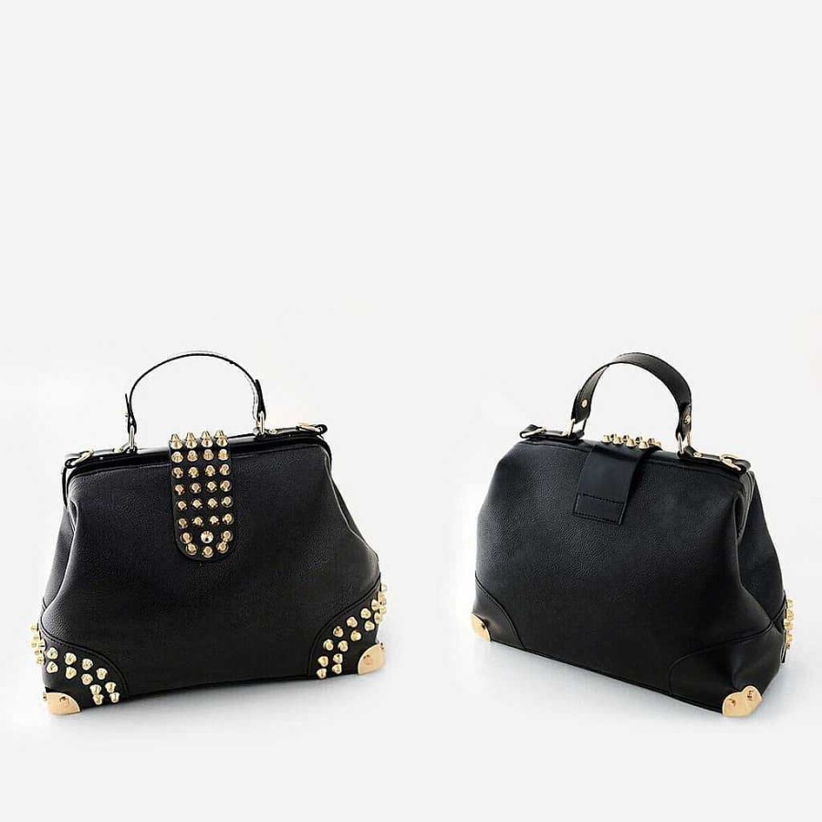 Sac Bandoulière Studded Leather Handbag With Gilding | Tote Bag And Tote