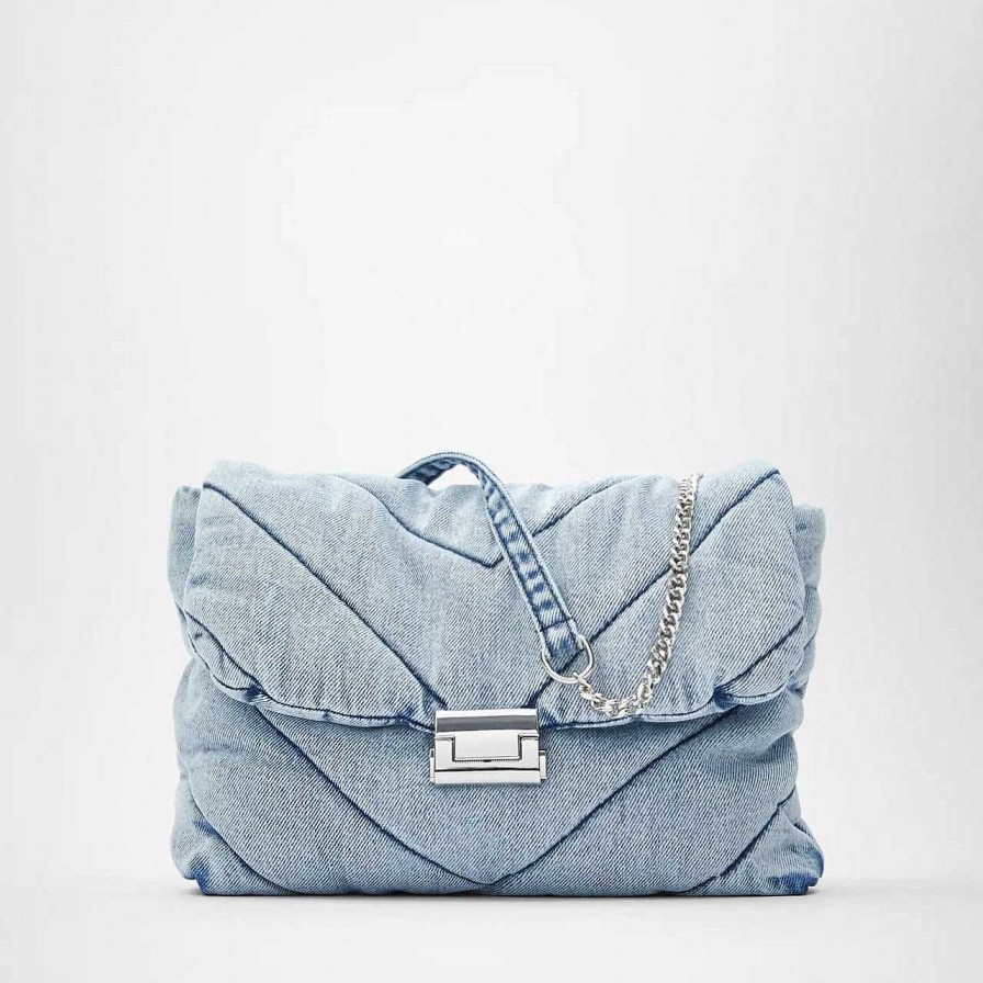 Sac Bandoulière Large Shoulder Bag Denim Jean Matelasse | Tote Bag And Tote