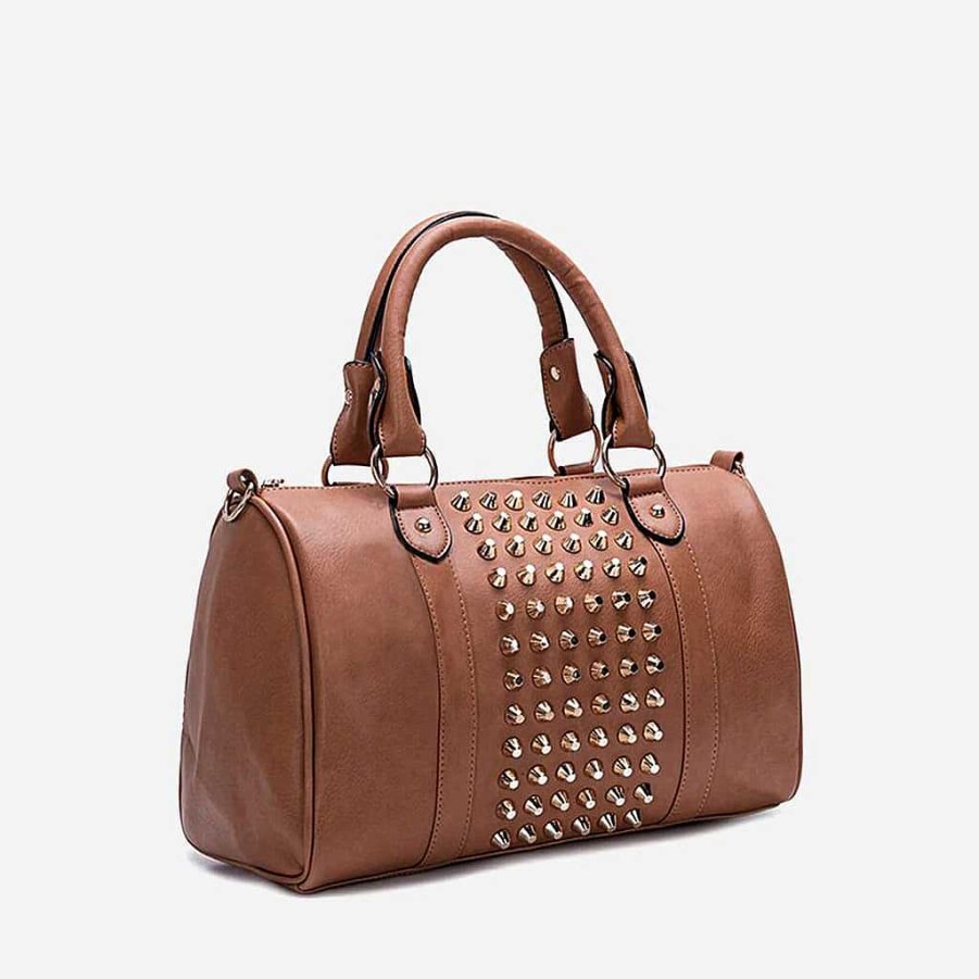 Sac Bandoulière Bowling Studded Leather Handbag | Travel & Weekend Bag