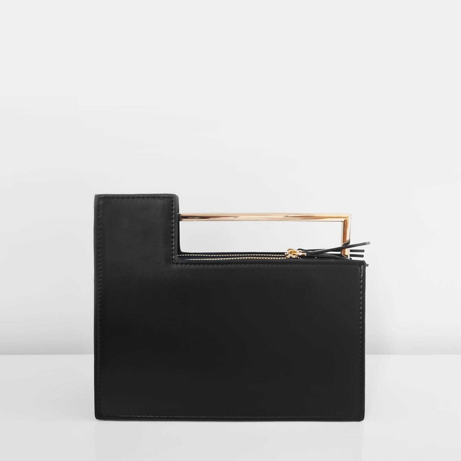 Sac Bandoulière Asymmetrical Handbag With Golden Metallic Handle | Handbag